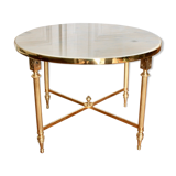 Marble and brass round coffee table