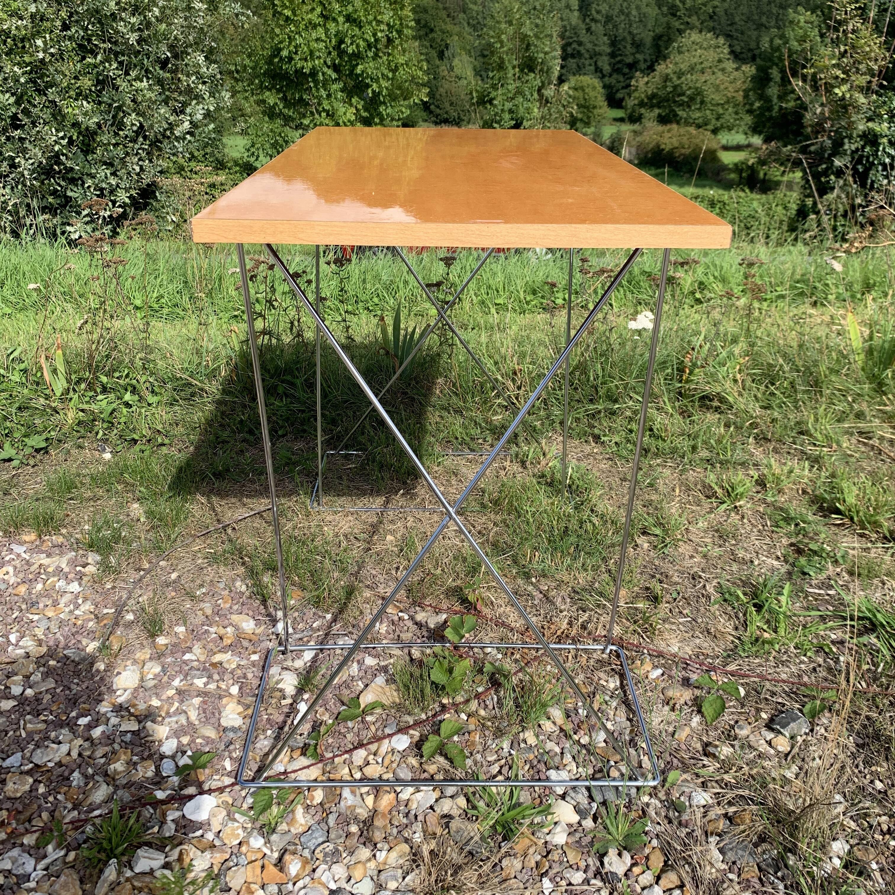Office chrome trestles and magnifying glass tray