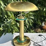 70s Grande Lampe Champignon Vintage - Verre &Métal Doré