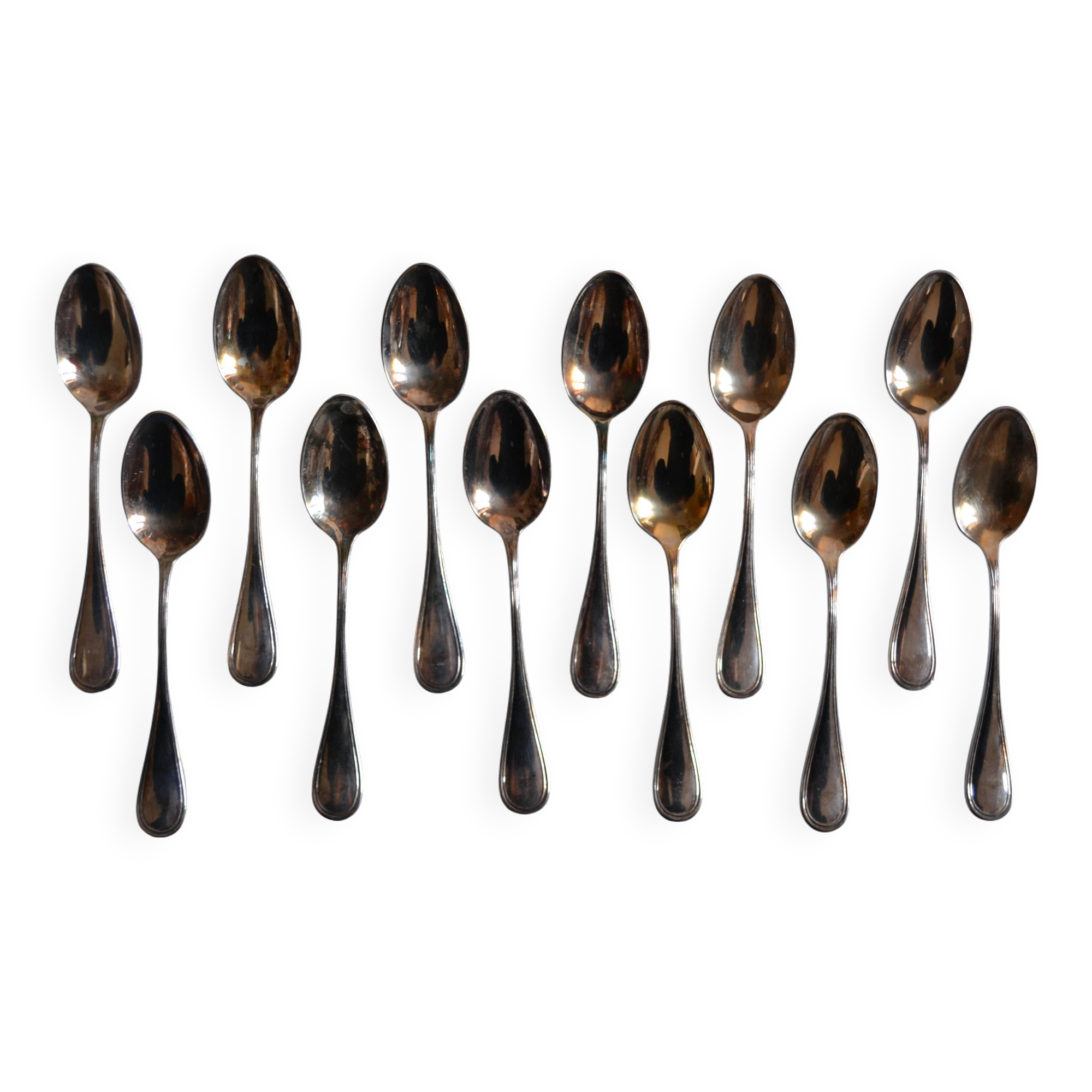 12 Silver-plated metal mocha spoons