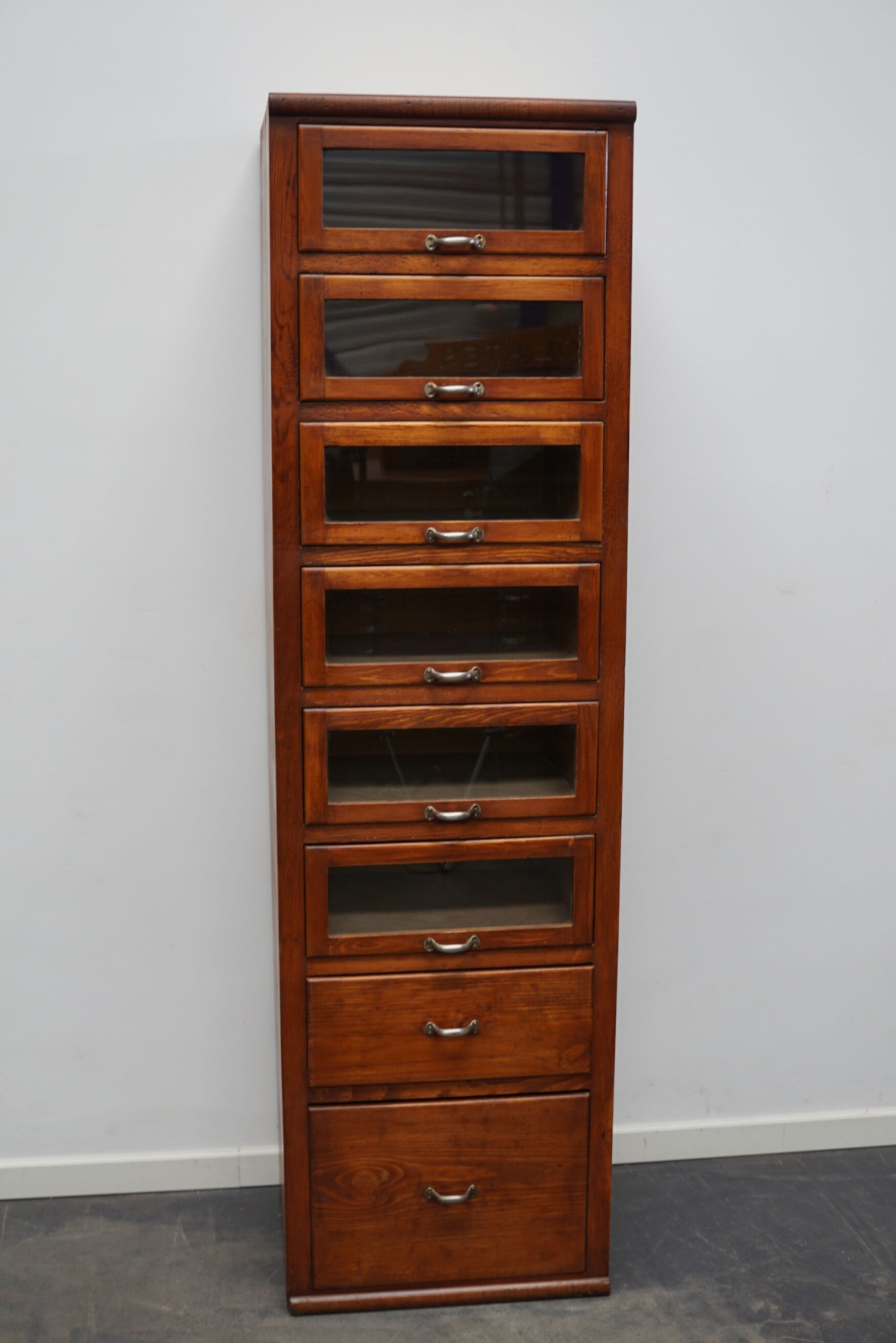 Vintage German pine haberdashery cabinet, 1950s