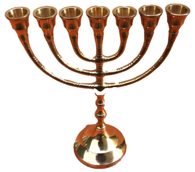 Menorah Chandelier 7 branches Polished Brass