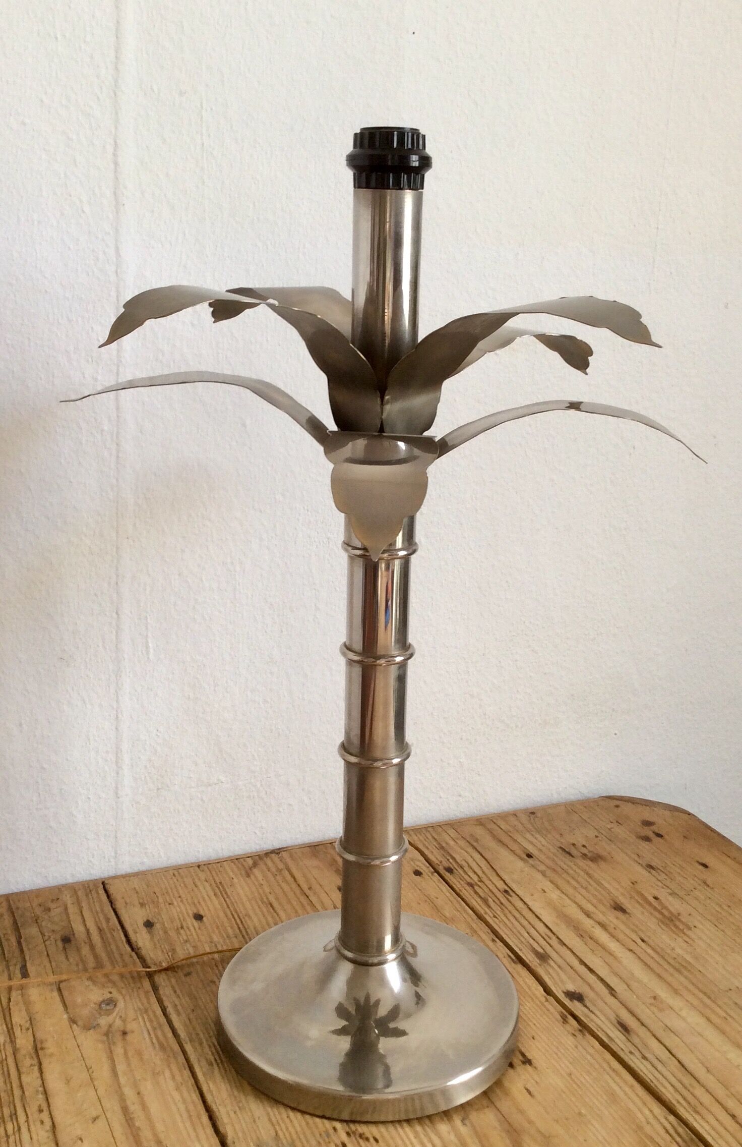 Nickel-plated brass, 70/80s Italy Palm lamp