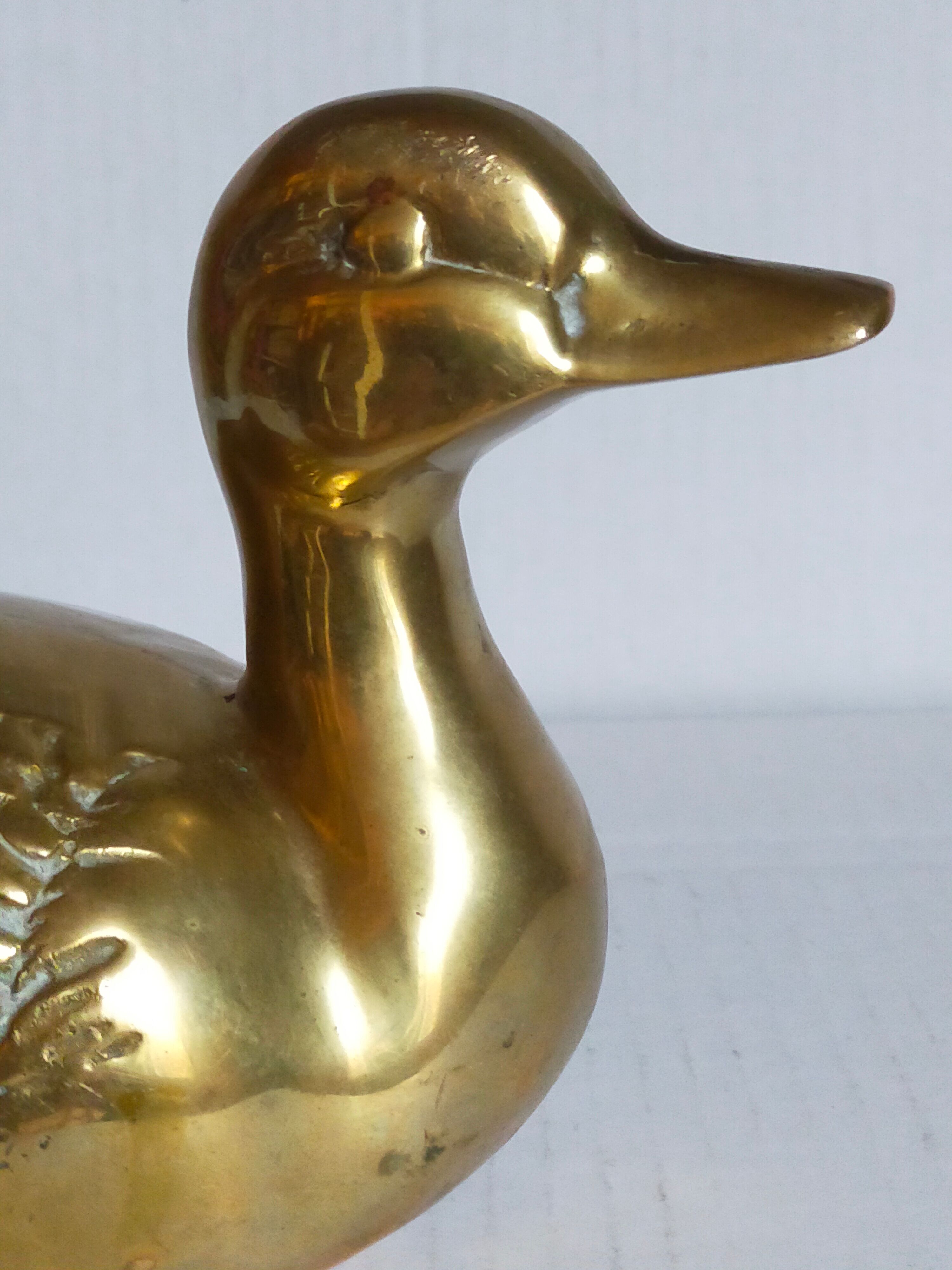 Vintage solid brass duck