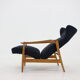 Oak reclining wing chair, czechoslovakia, 1960