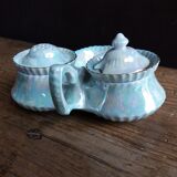 Mustard pepper shaker Victoria China iridescent porcelain