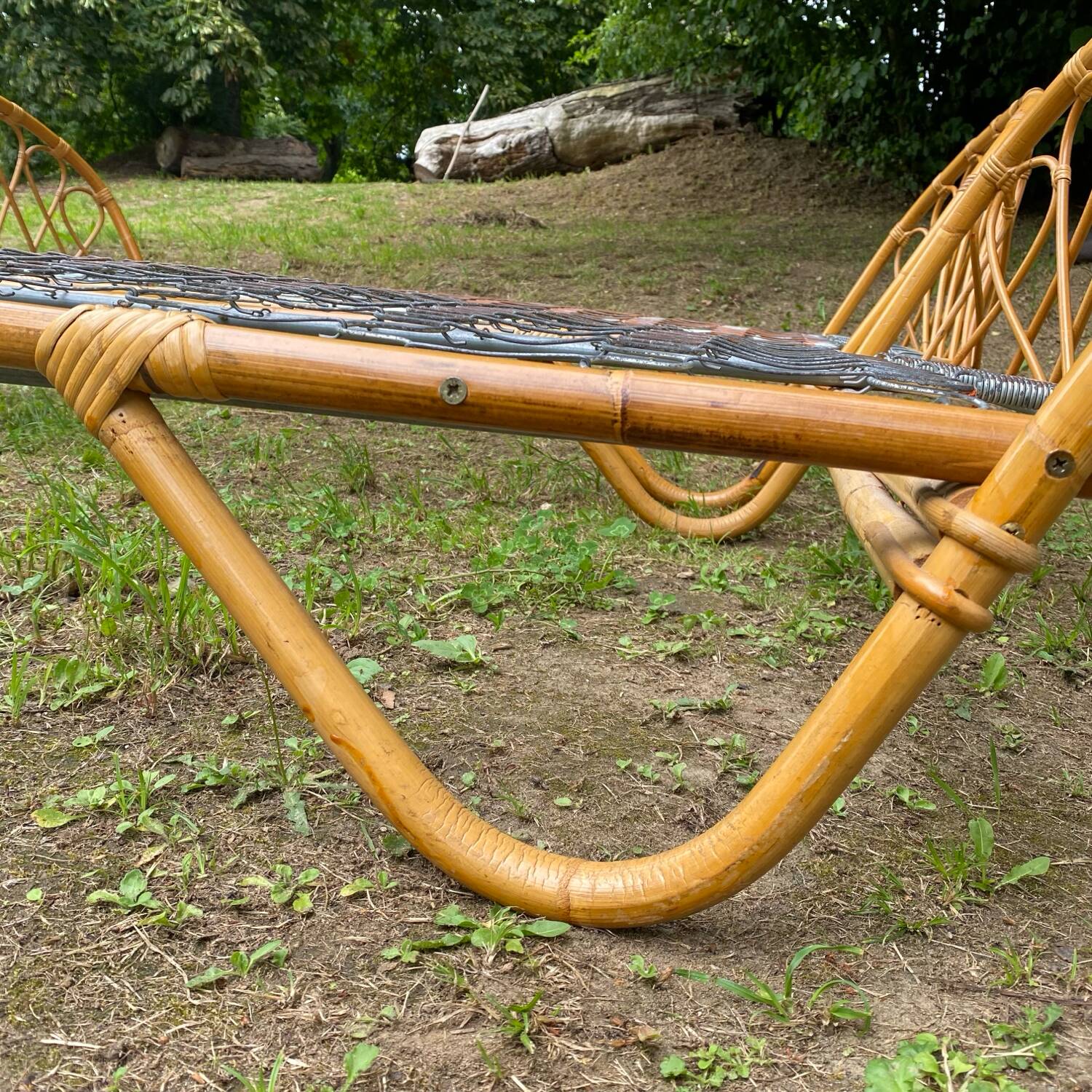 Pair of single rattan beds, 1960s