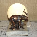 Elephant lamp tedd art deco marble base Clichy blue shade 4194
