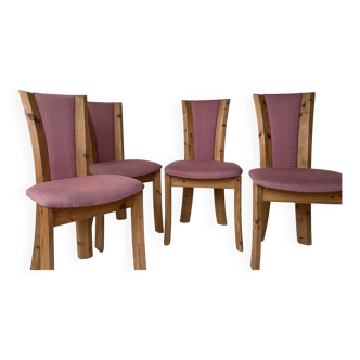Chaises de salle à manger post-modernes roses et pin