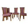 Chaises de salle à manger post-modernes roses et pin