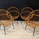 Set of four rattan armchairs, 1950s-1960s design