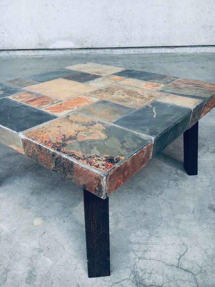 Brutalist Style Coffee Table in Slate Stone, 1970s