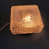 Square ceiling lamp in molded glass