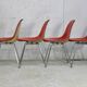 Ray & Charles Eames, Herman Miller edition, set of 4 orange chairs. Circa 1960
