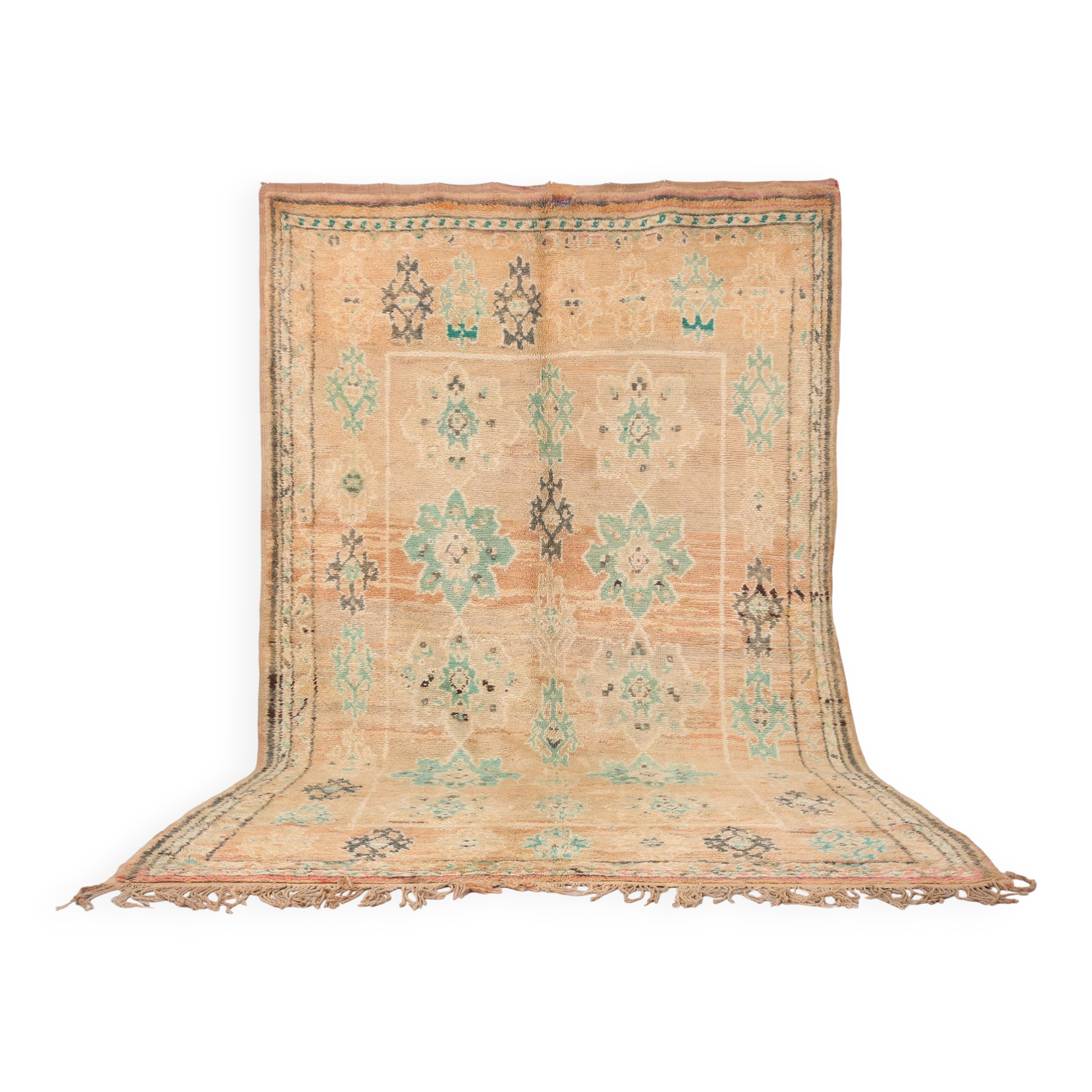 Large Vintage Boujaad Rug 207 x 325 cm - Peach Moroccan rug - Berber Rug