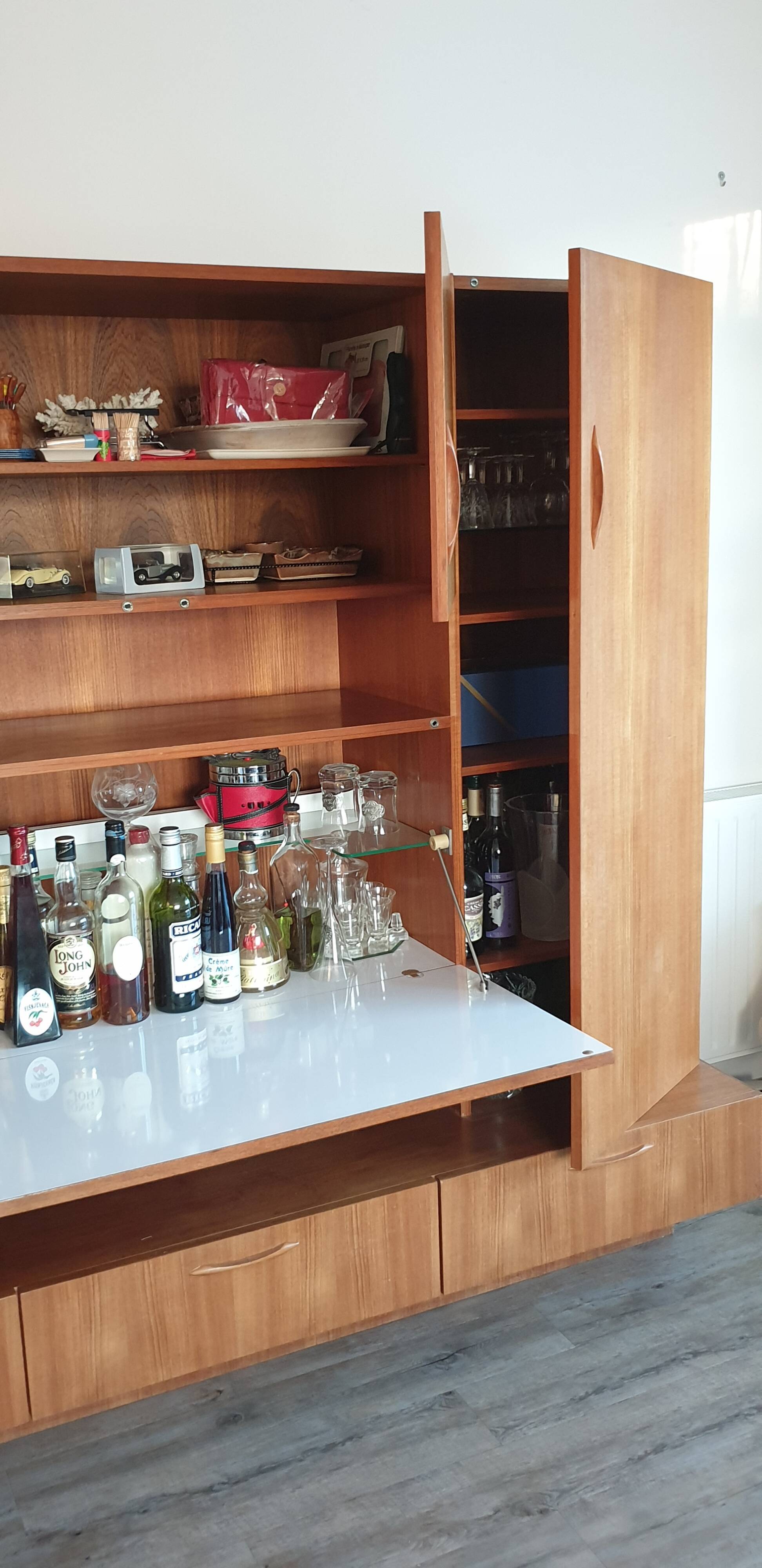 Large living room "Concorde" vintage 1970s Solid teak