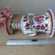 Colorful Ceramic Vase from Italy Deruta l'Antica: Amphora Flowers and Rooster