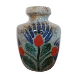 Glazed ceramic vase vintage flower pattern