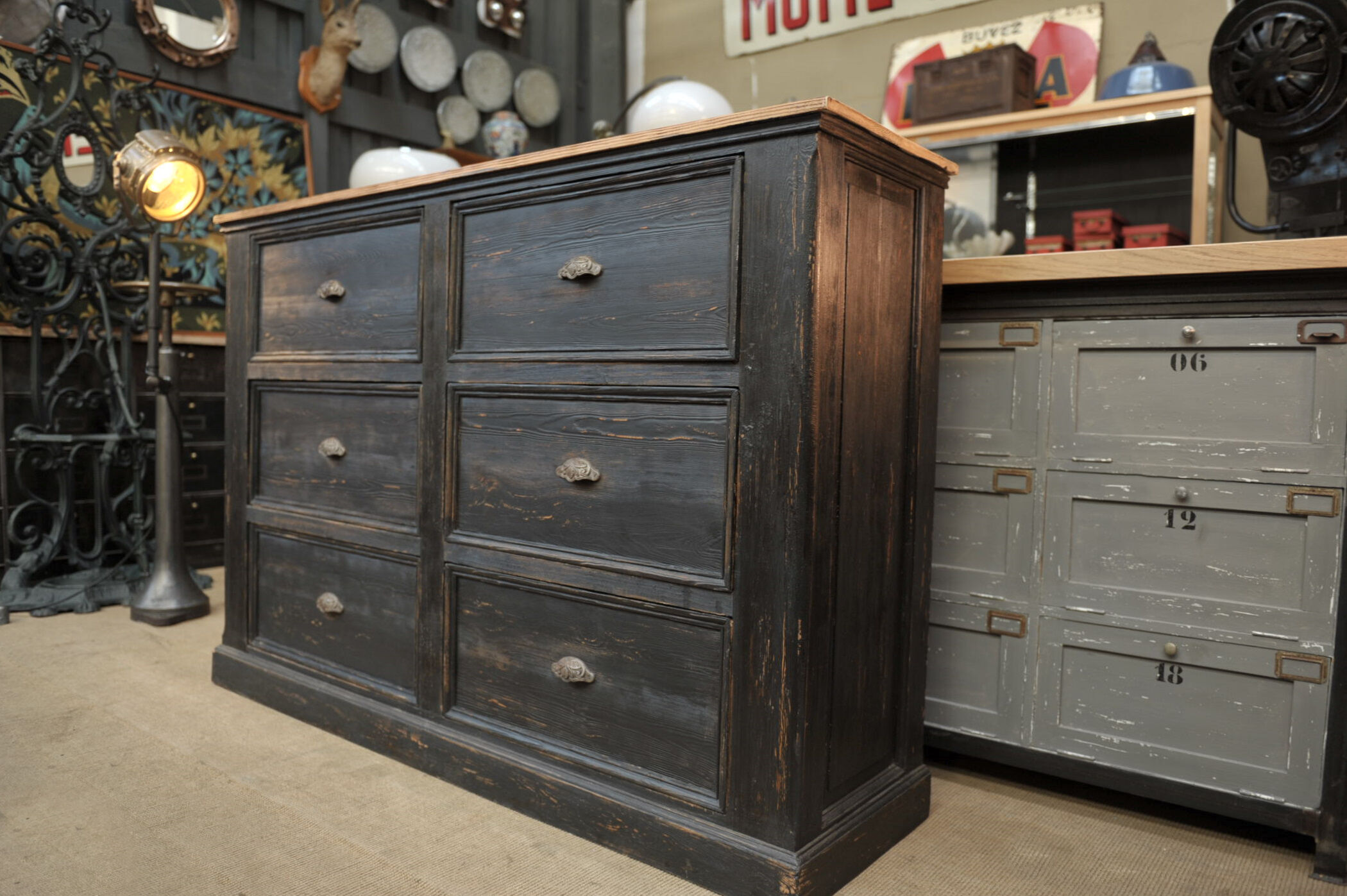 Old furniture with drawers 1950 in fir
