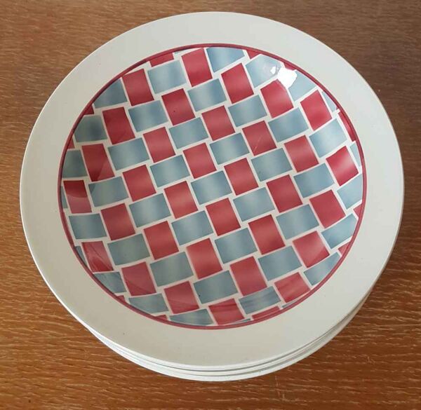 Lot de 10 assiettes creuses en faïence de Creil et Montereau HBCM modèle Yves