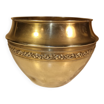 Antique gilded brass plant pot