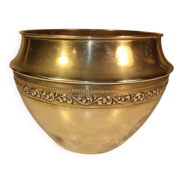 Antique gilded brass plant pot