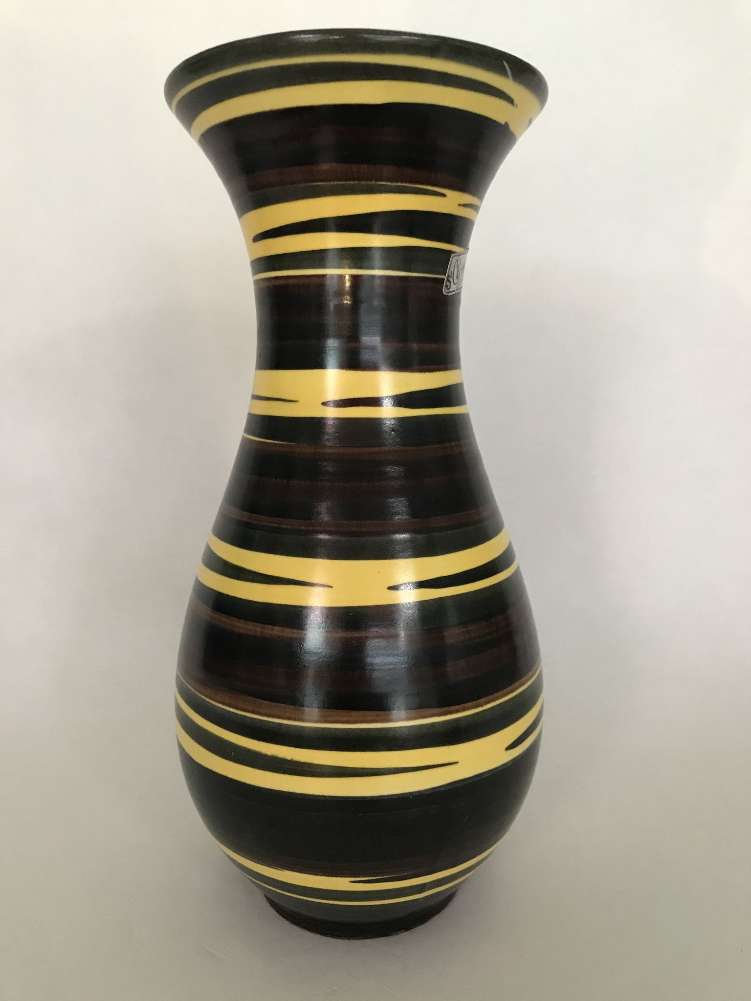 Demon vase Saint Clement, multicolored zebra decoration, numbered. Around 1950-1960