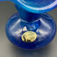 Vase Peter Kaspar en cristal bleu 24 % PbO à bord ondulé