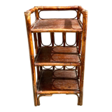 Vintage rattan and bamboo shelf cabinet - 3 trays