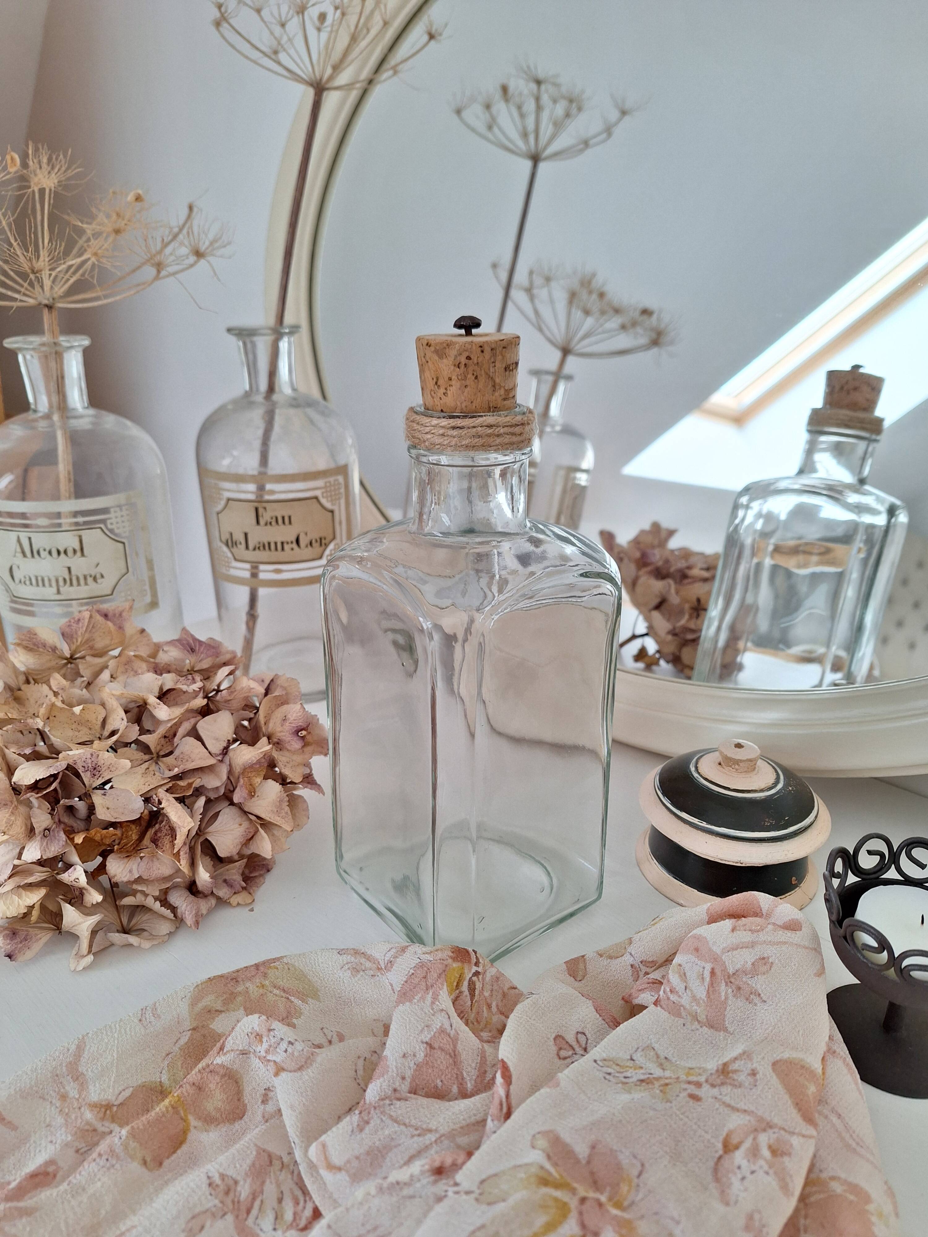 Glass bottle and cork stopper