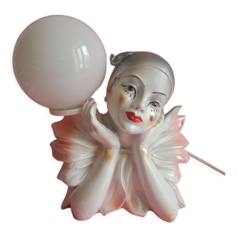 Lampe à poser Pierrot globe opaline vintage