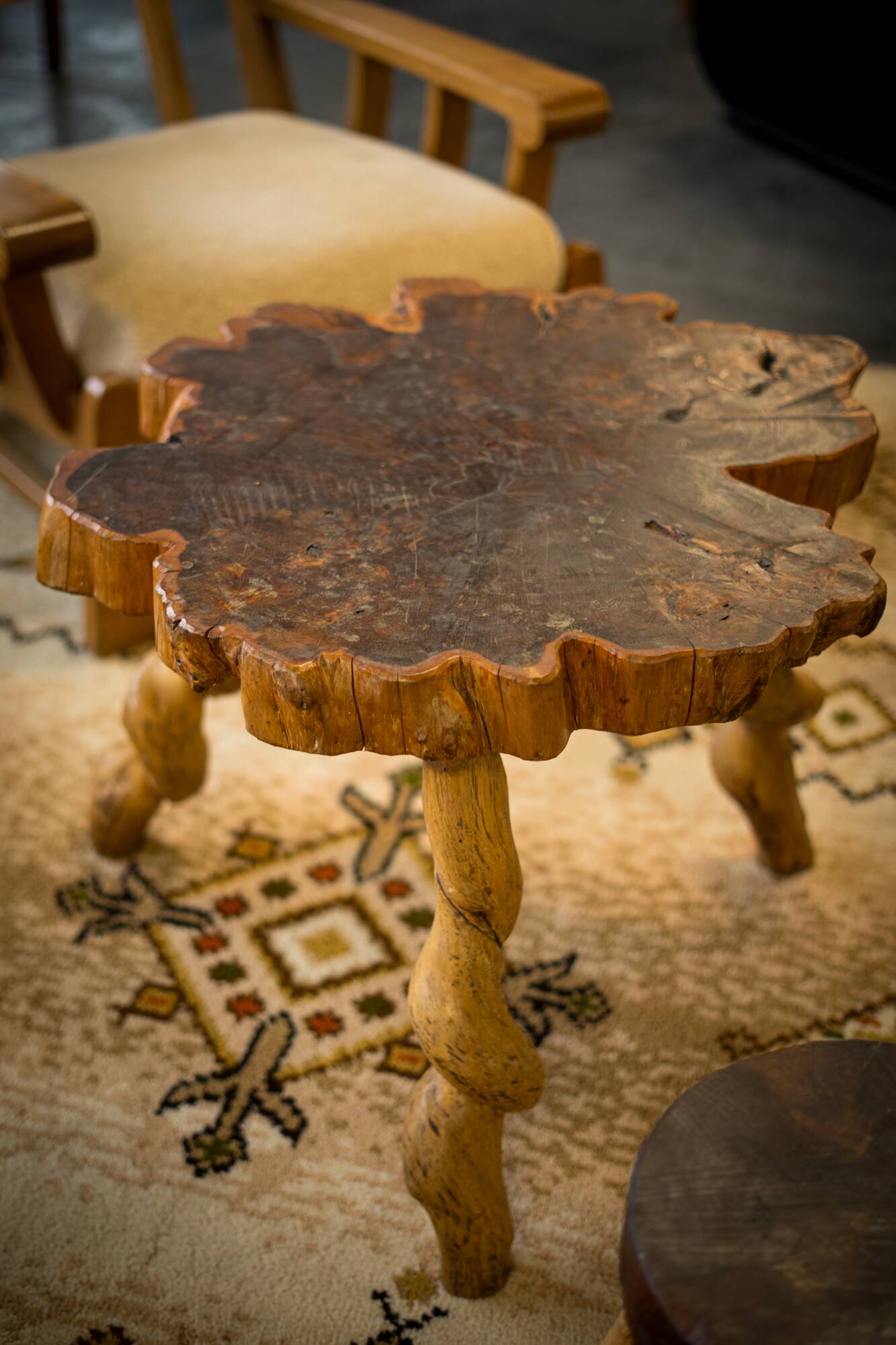 Brutalist table and stool