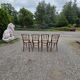 4 vintage Fischel bistro chairs in curved wood and cane