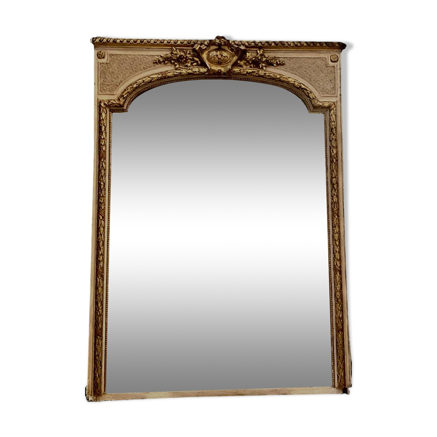 Louis XV style mirror in wood and gilded and patinated stucco 19th century