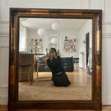 Large antique gilded wood mirror, 108cm x 118cm
