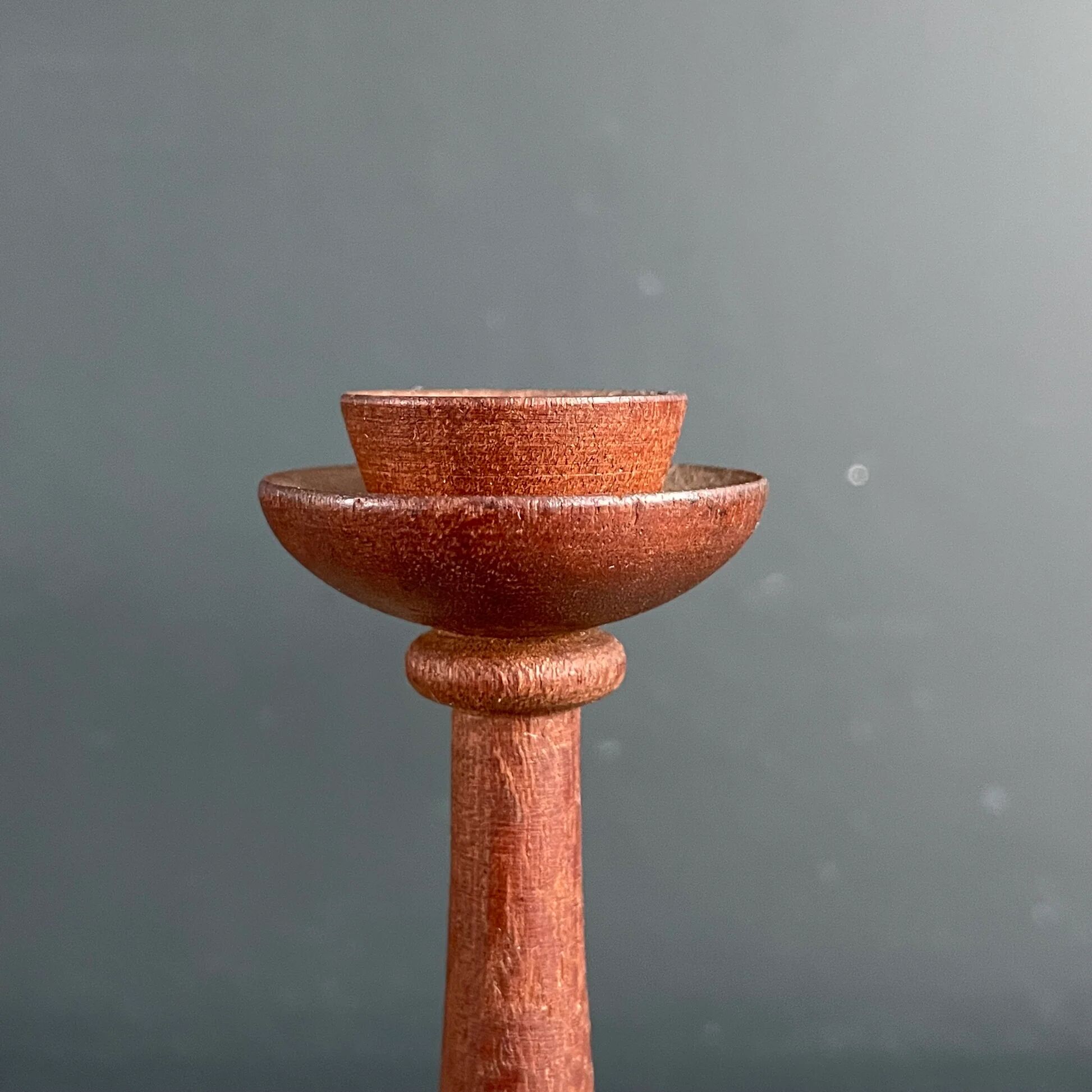 Carved wooden candlestick - 17.5cm