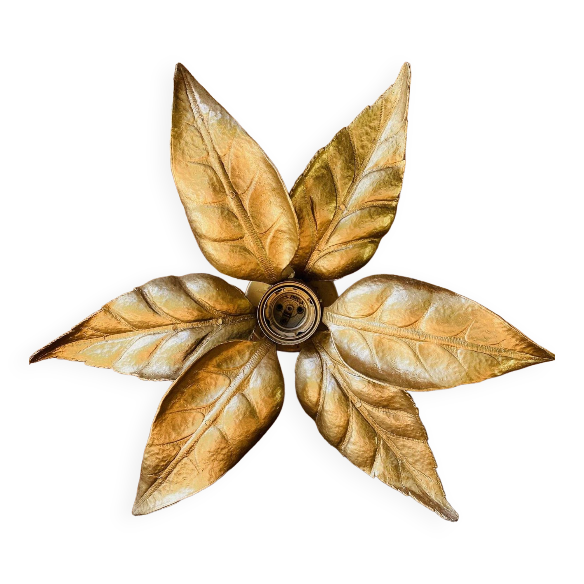 Gold metal flower wall light
