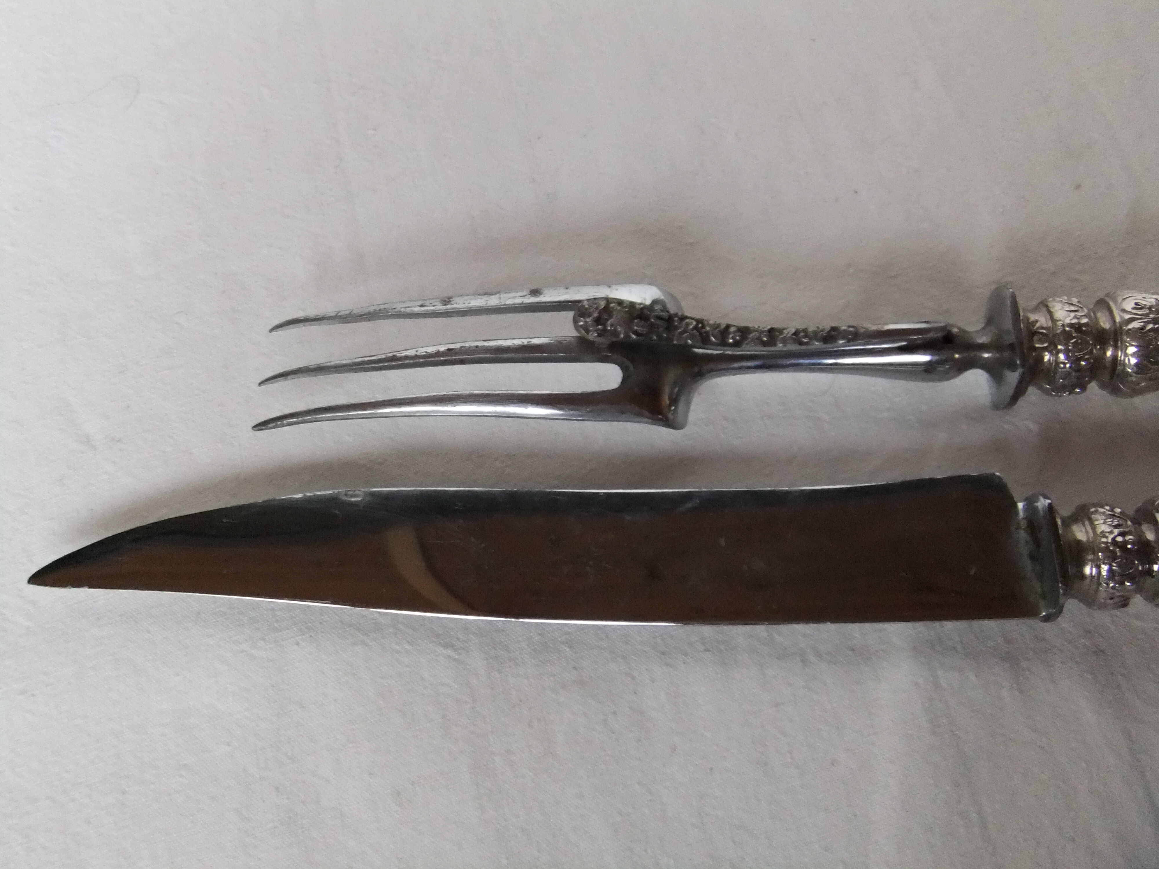Leg service covered fork solid silver knife