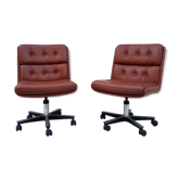 Pair of leather armchairs of the 60s 70s