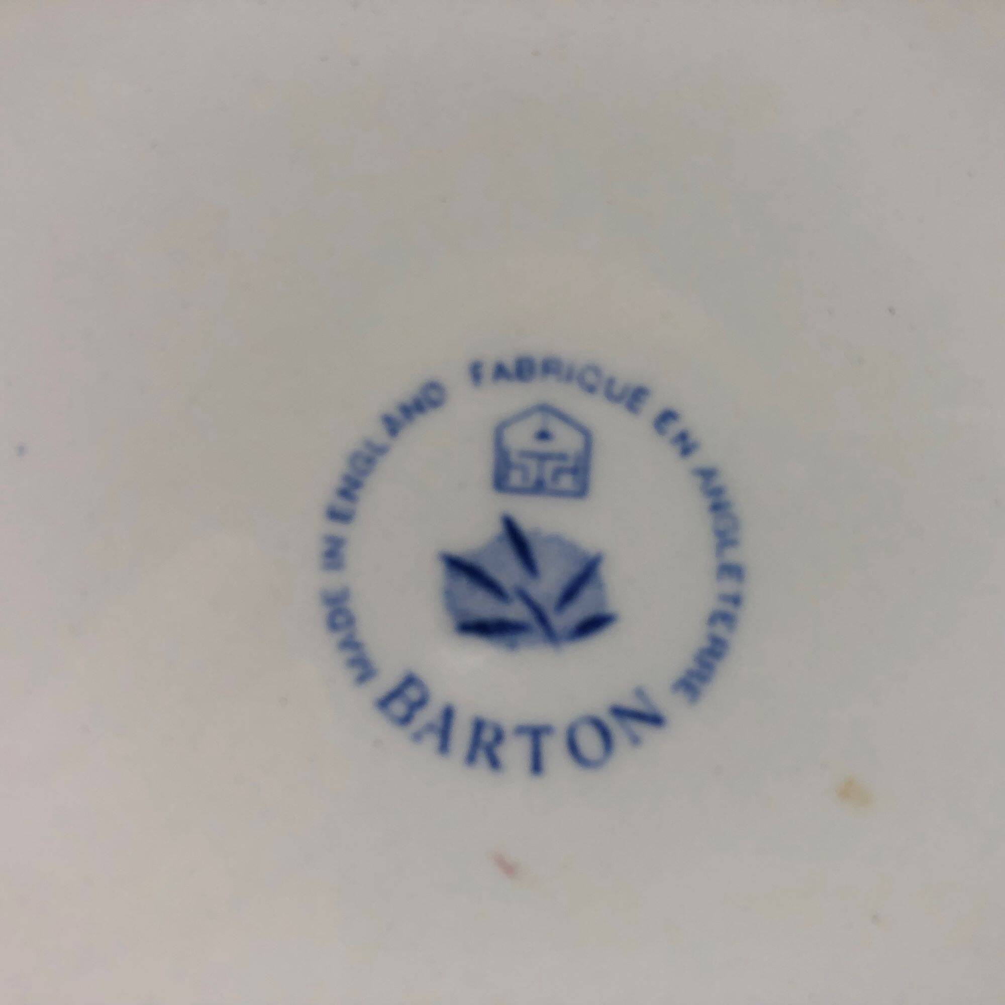 6 Hollow plates stamped "Barton-Made in England"