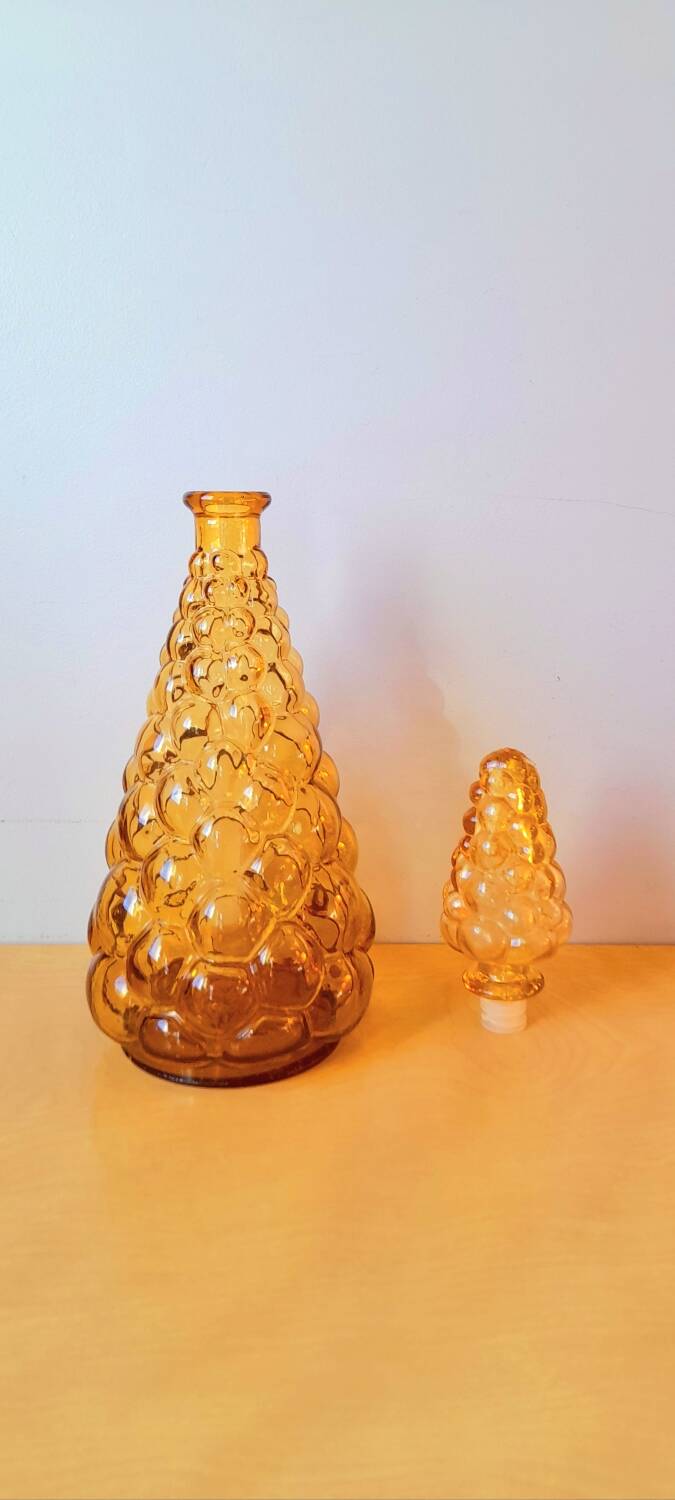 Amber Empoli glass carafe 70s