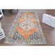 Vintage Turkish Oushak Handmade Wool Cotton Orange Runner Rug 116x250