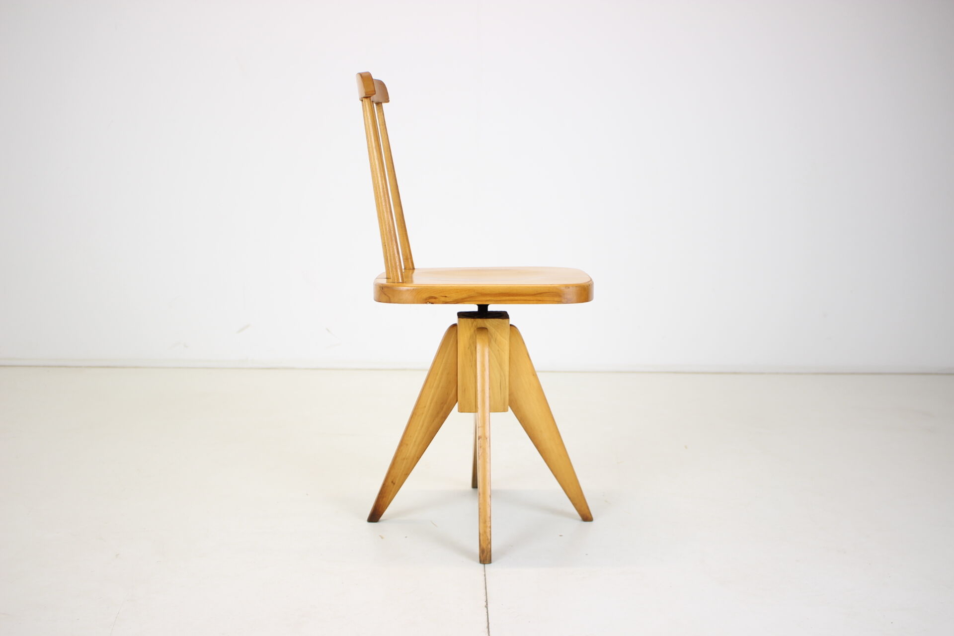 Midcentury wood revolving chair, czechoslovakia, 1970s