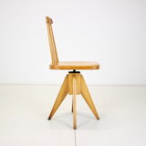 Midcentury wood revolving chair, czechoslovakia, 1970s