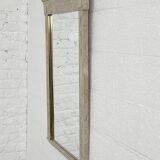 Travertine and Brass Marquetry Console Table and Mirror, 1970s, Set of 2