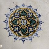 French vintage cake plate or cake stand for desserts or fruit, Sarreguemines, mod. Myosotis