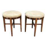 Paire de tabourets en noyer et hêtre Art Déco, Tchécoslovaquie, années 1930