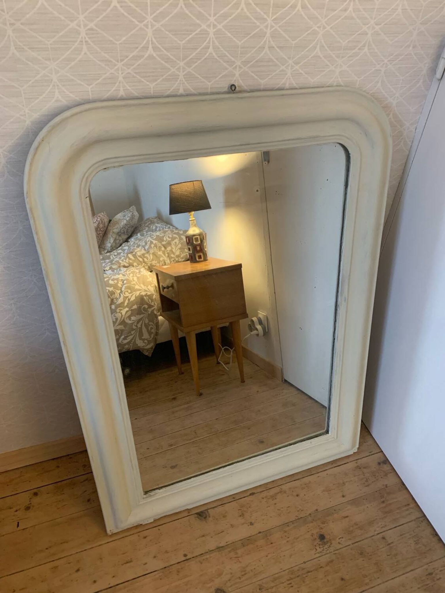 Miroir style Louis Philippe blanc mat