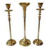 Set of 3 brass candle holders