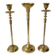 Set of 3 brass candle holders